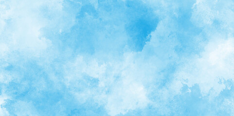 Abstract watercolor digital art painting of cloudy sky,  gradient light sky blue shades watercolor background  with stains, Modern and paper texture design with sky blue cloud paint brush for design.
