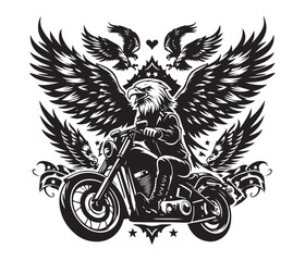 eagle biker vector design,awesome eagle biker svg,high resolution printable eagle biker artwork.