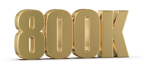 800k Followers Gold Number 3D Render