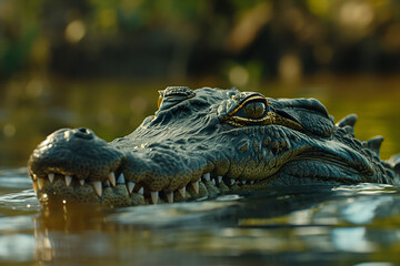 Obraz premium A close-up shot of crocodile, documentary discovery