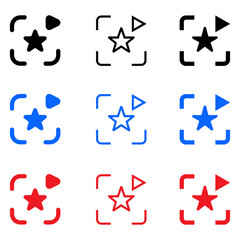 Star layers icon in blue and red colors with stars. Star layers illustration style uses American official colors of Democratic and Republican political parties, and star shapes.
