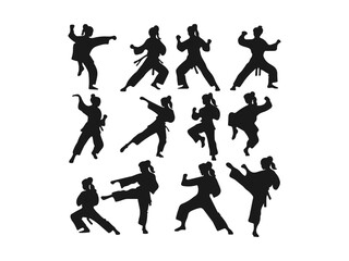 Karate girl silhouette.