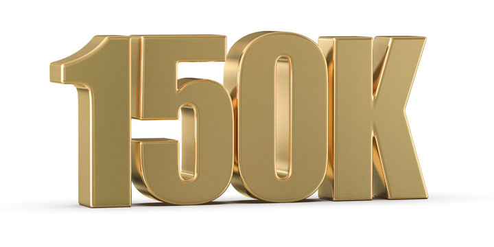 150k Followers Gold Number 3D Render