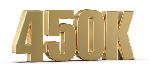 450k Followers Gold Number 3D Render