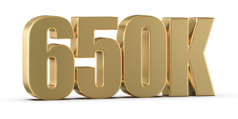 650k Followers Gold Number 3D Render