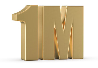 1M Followers Gold Number 3D Render