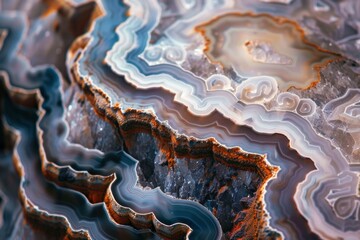 Fototapeta premium Colorful patterns and textures of agate rock close up view for art and nature backgrounds