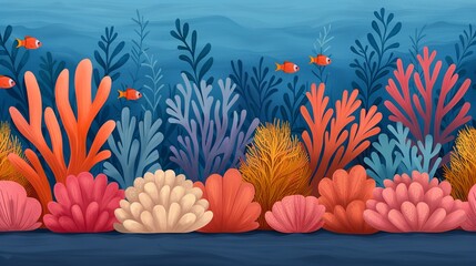 Discover the beauty of undersea realms through illustrations showcasing intricate coral formations, diverse fish species, and mesmerizing aquatic landscapes. Clean and Clear Color, Realistic Photo, ,