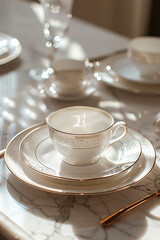 beautiful crockery on a table generated by AI 