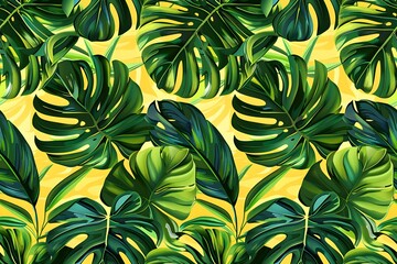 Tropical Leaves Pattern - Vibrant Green and Yellow