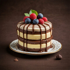 chocolate cake with berries