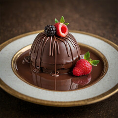 chocolate cake with strawberries