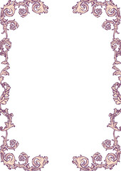 Antique frame template for invitation, card, congratulation. White border leaf frame for design.