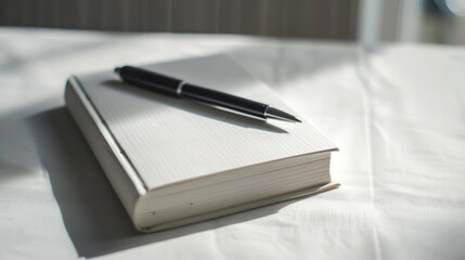 close up book and pen on the table