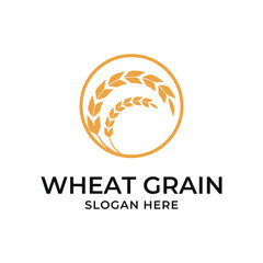 wheat grain logo design concept with label circle