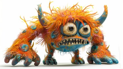 Naklejka premium Cute 3D monster cartoon character