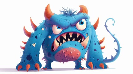 Fototapeta premium blue monster cartoon character