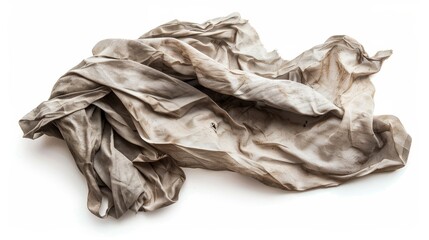 Crumpled white cloth isolated on black background. Similar to discarded rose petals

