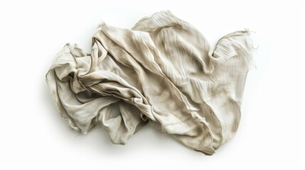 Crumpled white cloth isolated on black background. Similar to discarded rose petals
