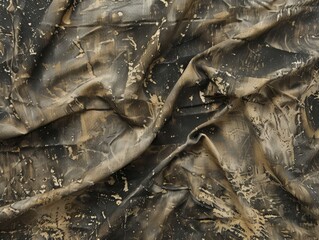 Naklejka premium Wet rag smeared with black oil 