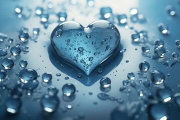 a heart shaped object with water drops on it