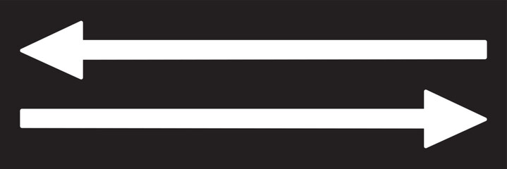 Long arrows icon set. Vector set of trendy long arrows left and right in flat style. Black arrows vector illustration. Icons isolated. Straight long right vector arrow icon. Replaceable vector design