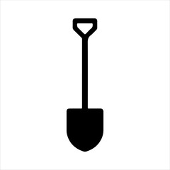 Simple garden shovel silhouette on white background. Woman with baby icon sign vector illustration design. © Techzaka