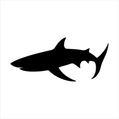 Mako shark silhouette on white background. Mako shark icon sign vector illustration design.