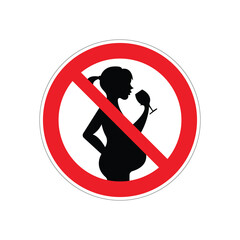 No alcohol during pregnancy period vector sign illustration isolated on white background
