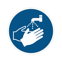 sign of mandatory hand washing ,on white background
