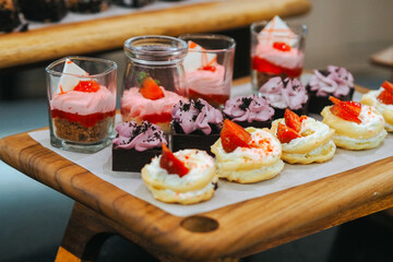 Cakes and dessert on the table