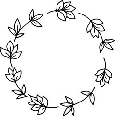 Minimalist wreath with leaves in a circular pattern, perfect for invitations or decorations.