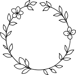 Simple and elegant flower wreath outline, ideal for various designs and decorations.
