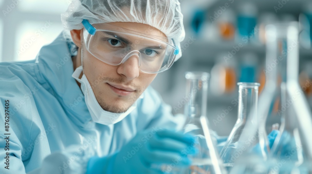 Aufkleber hyper futuristic photo of researcher ethically testing brain chip functionality on lab animal