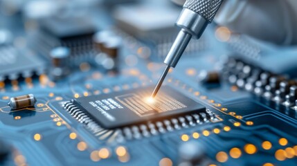 Close up View of Brain Implantation Medical Tools in Hyper Futuristic Style with Deep Focus