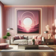 Attractive livingroom interior design with the touch of green