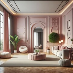 
Attractive livingroom interior design with the touch of green