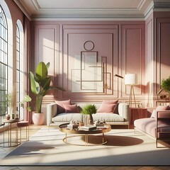 Attractive livingroom interior design with the touch of green