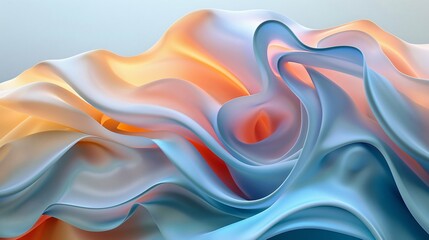 Fluid organic shapes merging in an abstract composition capturing a sense of natural movement and artistic fluidity with soft pastel colors