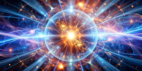 Cosmic Energy Burst A Fractal Sphere of Light and Motion, abstract ,  glowing , energy ,  cosmic