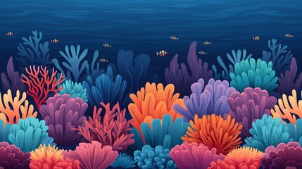 Capture the enchanting allure of underwater kingdoms with illustrations featuring vibrant coral reefs, diverse fish species, and the serene ambiance of marine environments. Clean and Clear Color,