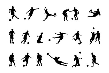 silhouettes of football players in various poses