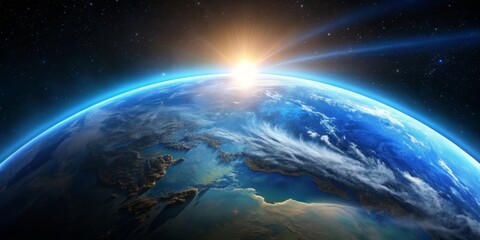 Earthrise with Golden Light, Space, Planet, Sunrise, Earth