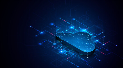 Abstract cloud technology circuit board. Large data center concept. modern cloud storage technology innovation concept background	