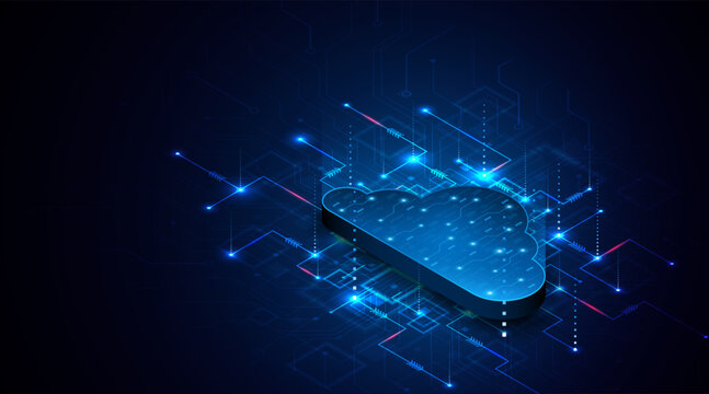Abstract cloud technology circuit board. Large data center concept. modern cloud storage technology innovation concept background	