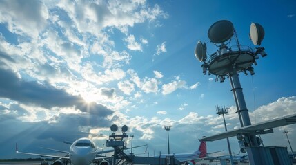 Advanced Airport Surveillance Radar System with Detailed Radar Equipment and Antennas.