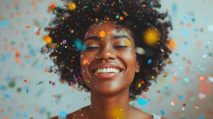 Black woman celebrating a joyful achievement