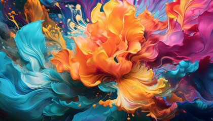 花のようにペイントがはじける様子 背景画像 Generative AI