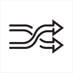 Two arrow round icon, recycle round, circle refresh or restart, thin line symbols on white background - editable vector illustration.