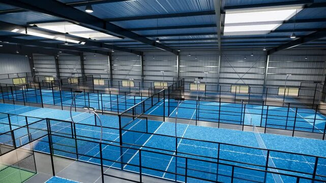aerial view indoor padel tennis and pickleball courts 